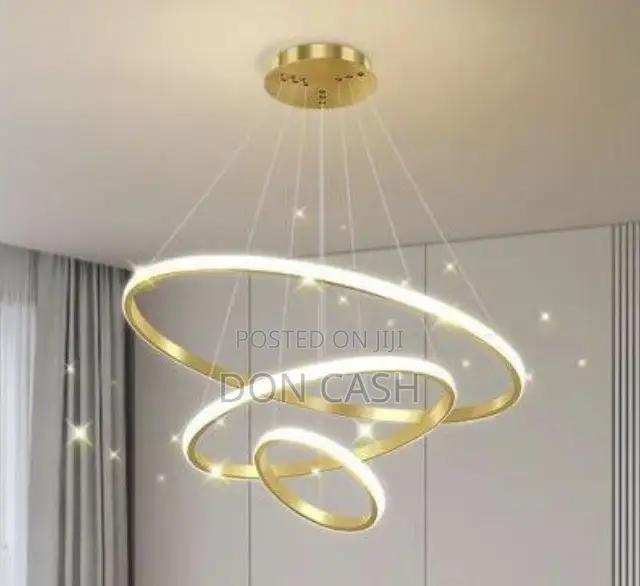 Luxury Gold 3 Ring Chandelier Ceiling Lamp