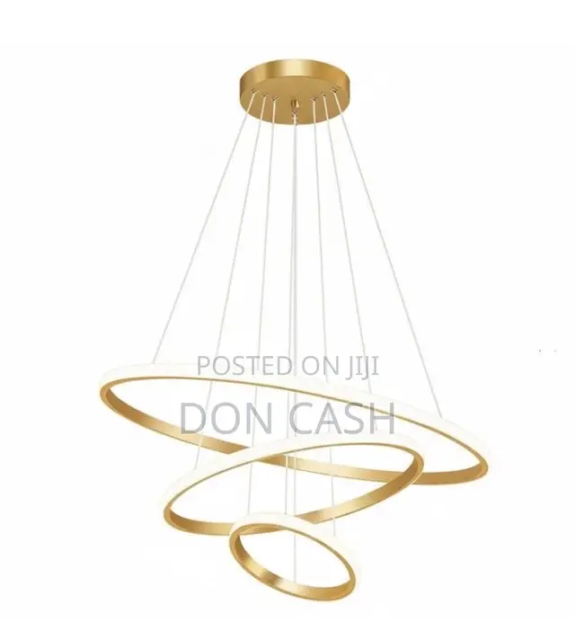 Luxury Gold 3 Ring Chandelier Ceiling Lamp