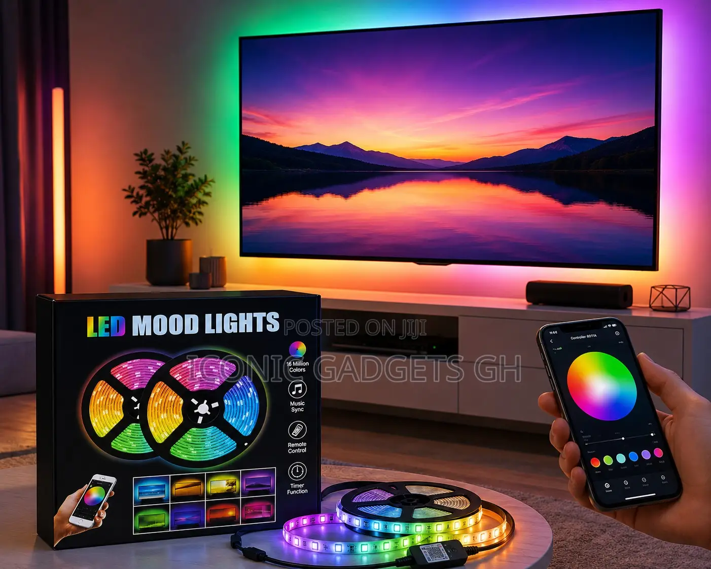 2m Smart Multi-color Led Strip Mood Lights With App Control