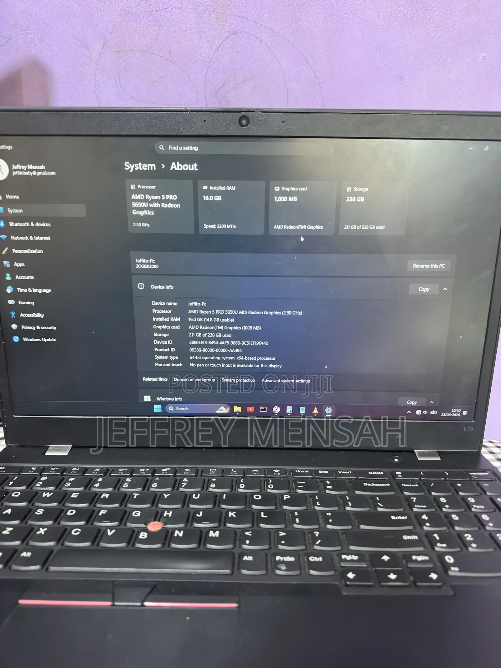 Laptop Lenovo ThinkPad 13 16GB Intel SSD 256GB
