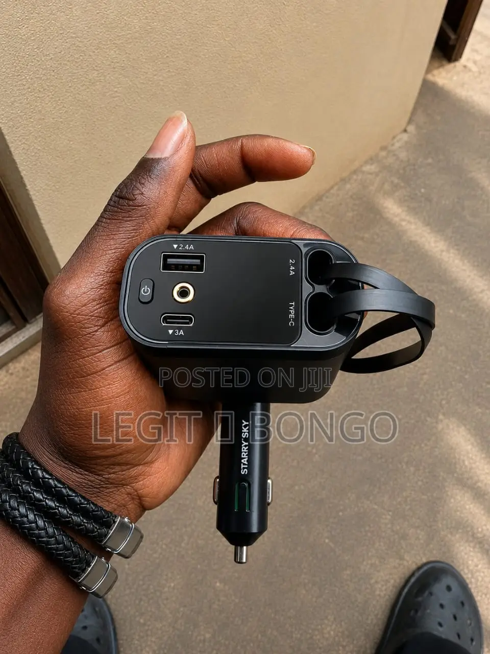 Car Charger With Intelligent Led Display | USB + Type C + Ios