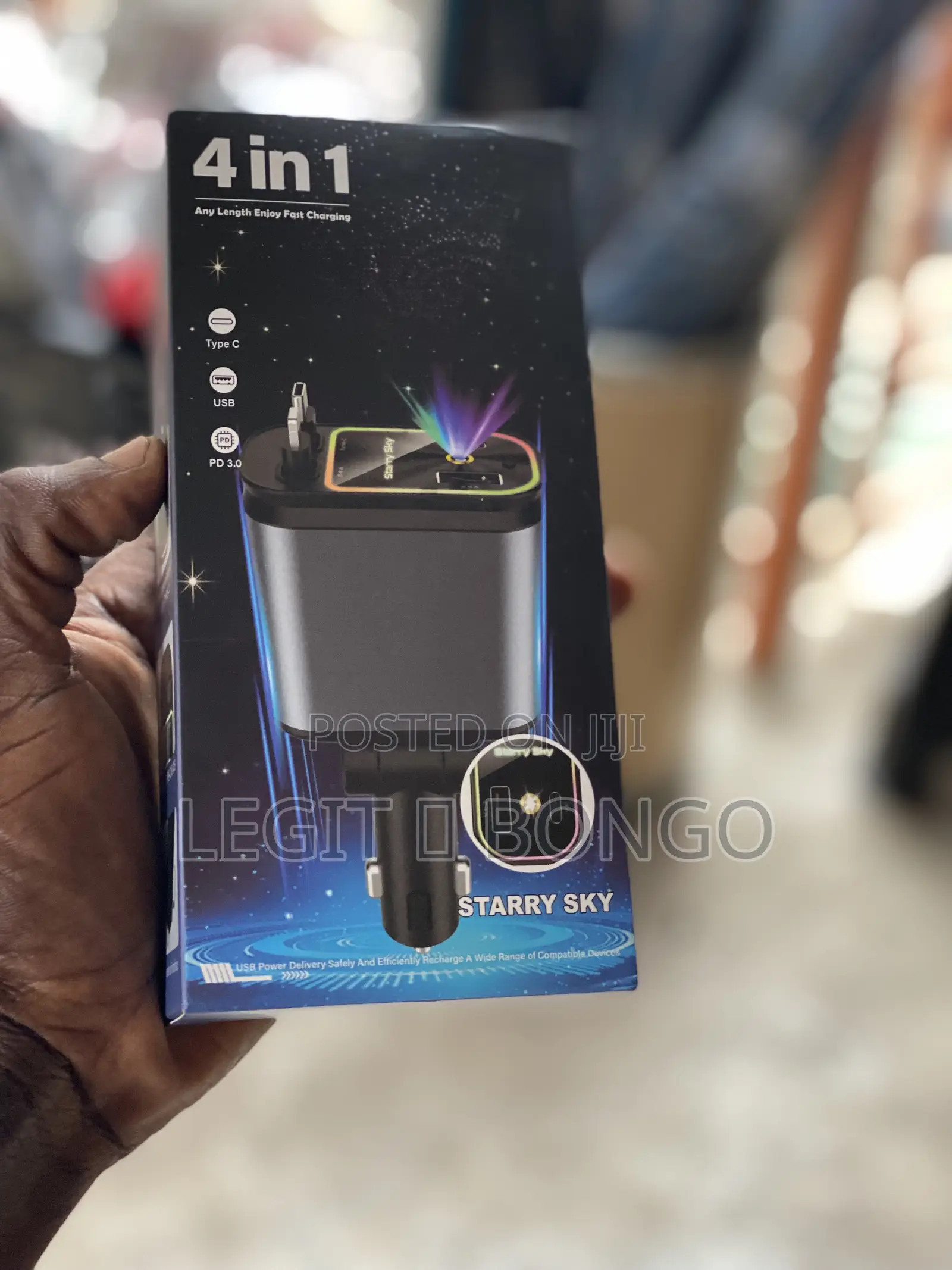 Car Charger With Intelligent Led Display | USB + Type C + Ios
