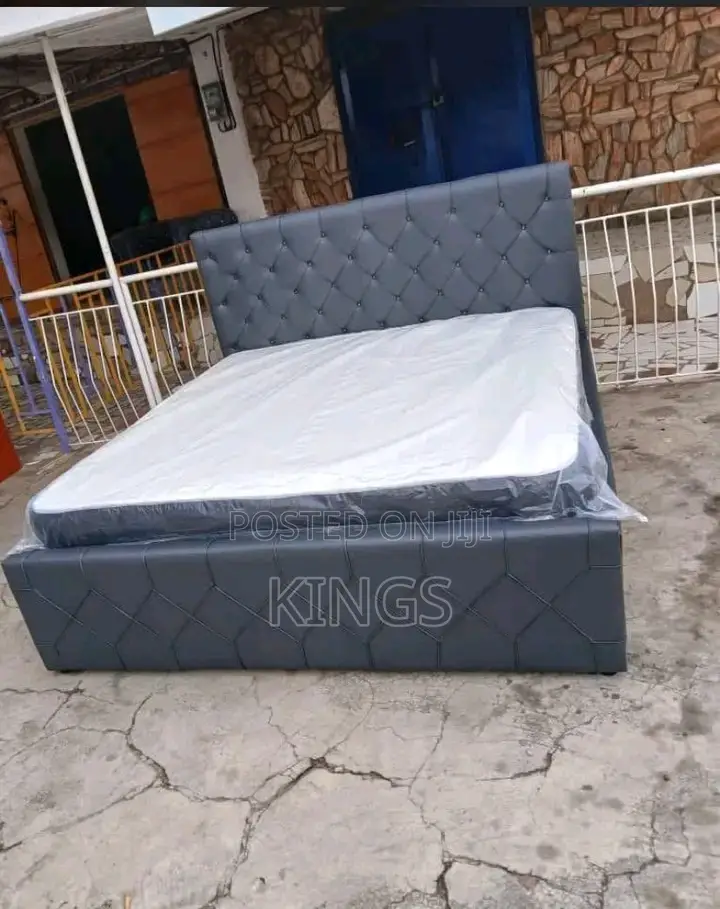 Luxury Fabric Upholstered Double Bed Frame – Brand New