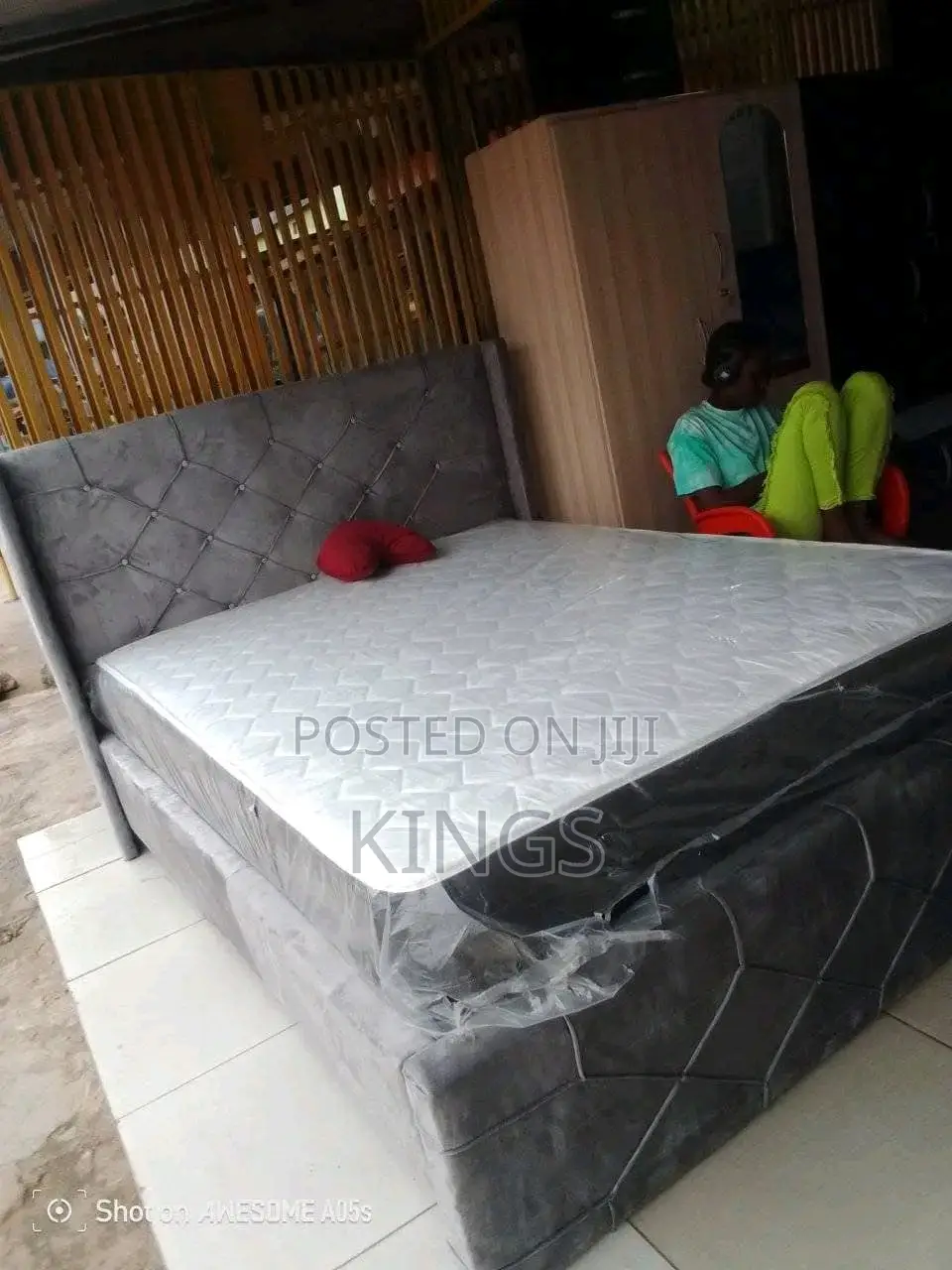 Luxury Fabric Upholstered Double Bed Frame – Brand New