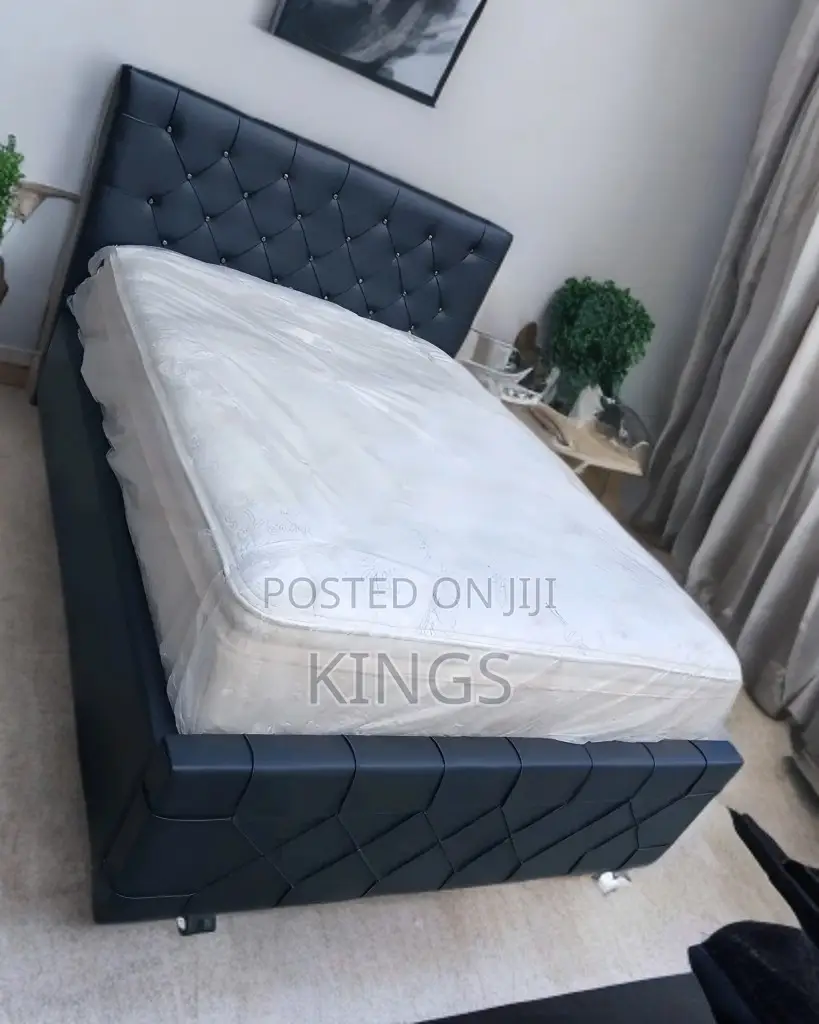 Luxury Fabric Upholstered Double Bed Frame – Brand New