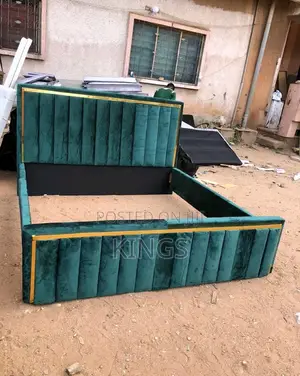 Luxury Fabric Upholstered Double Bed Frame – Brand New