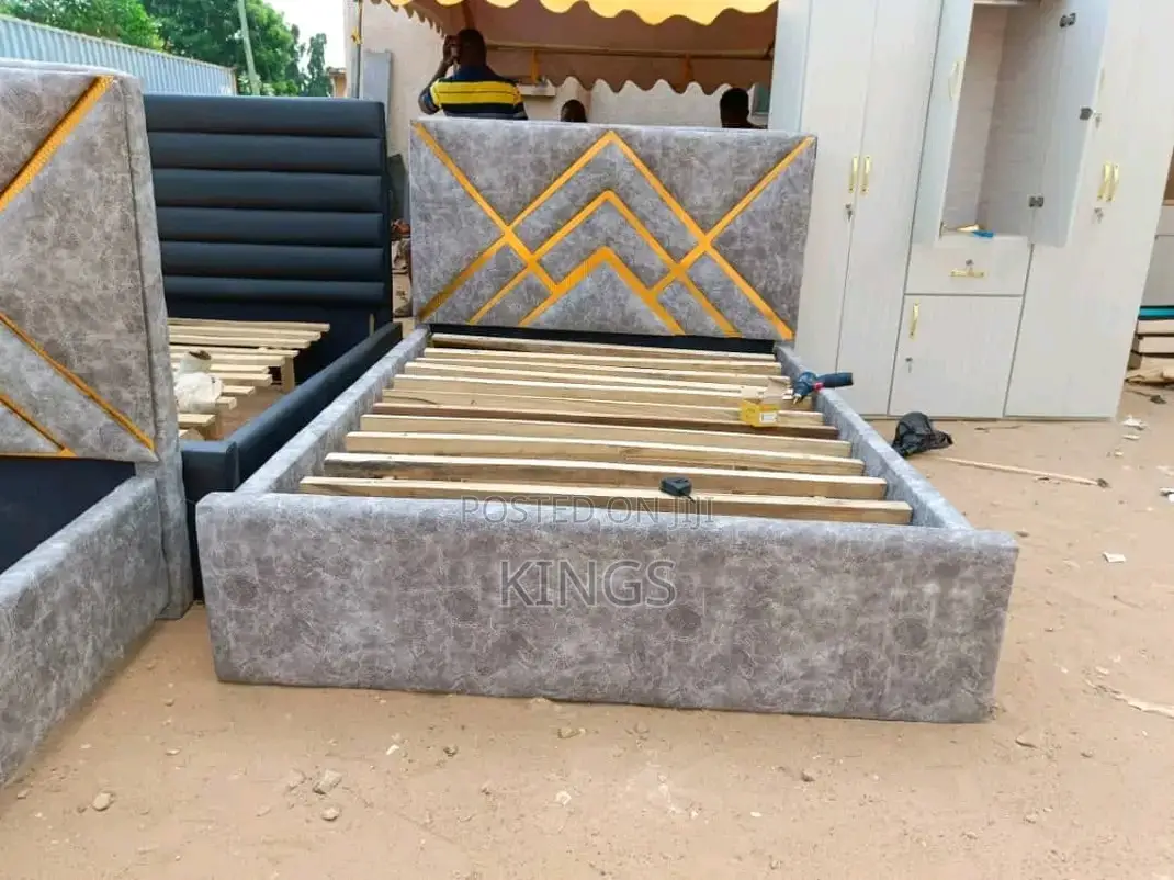 Luxury Fabric Upholstered Double Bed Frame – Brand New
