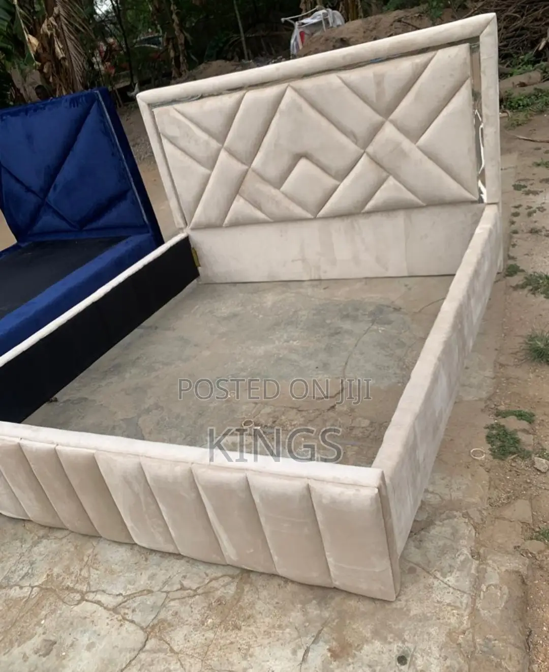 Luxury Fabric Upholstered Double Bed Frame – Brand New
