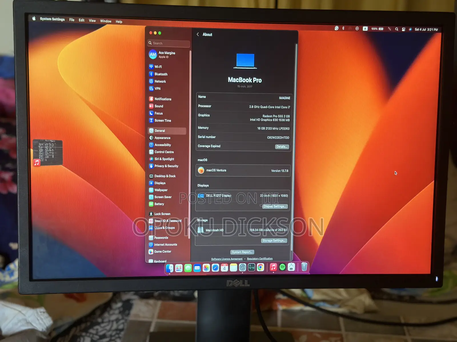 Laptop Apple MacBook Pro 2017 16GB Intel Core i7 SSD 512GB