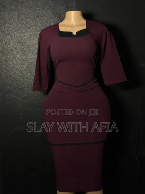 Wine and Black Office Dress