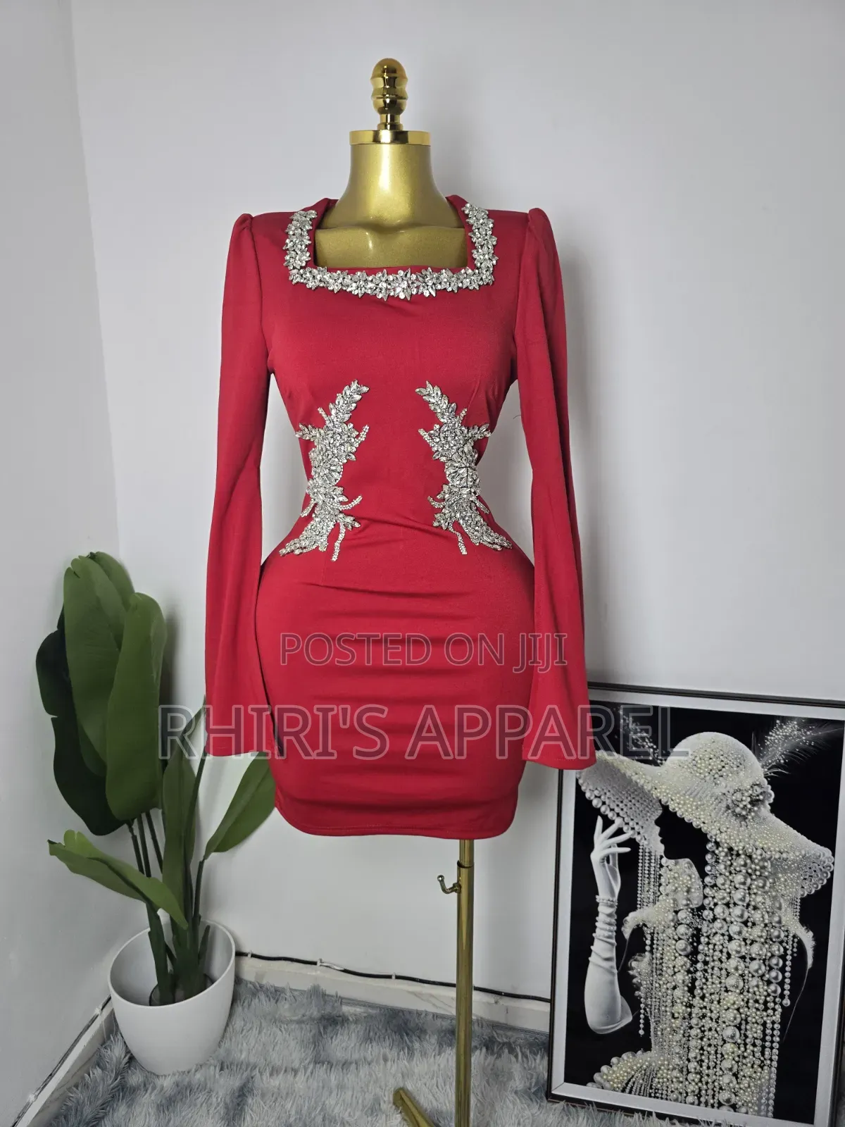 Command Attention in This Beautiful Red Bodycon Mini Dress.