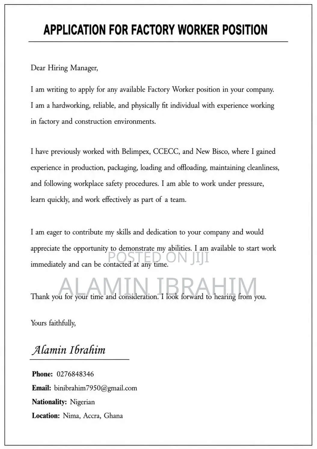 Manual Labour CV
