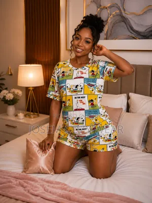 Women's Cartoon Print Cotton Nightie Set