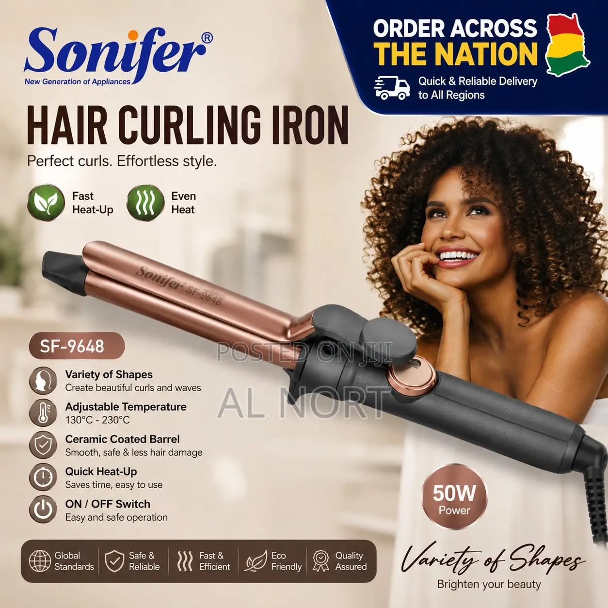 Sonifer Sf-9648 Hair Curling Iron – 19mm Adjustable Temperature 50w