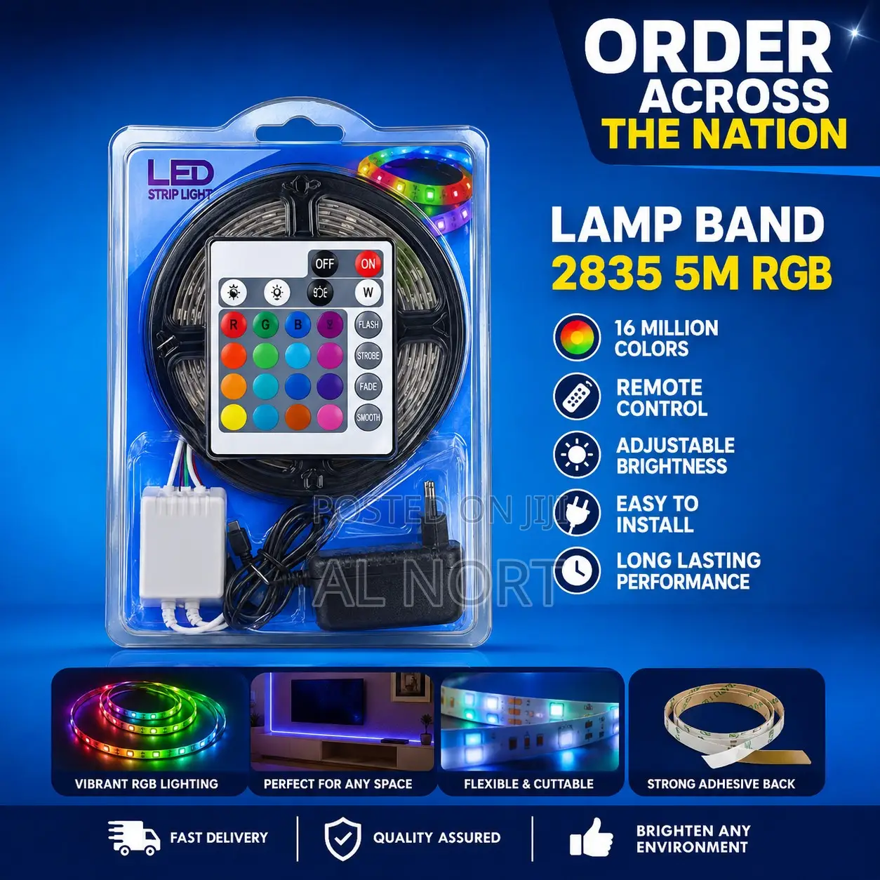 5m 2835 RGB Led Strip Light Kit With Remote Control