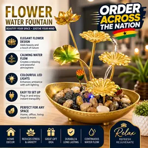 Golden Lotus Indoor Water Fountain With Led Light