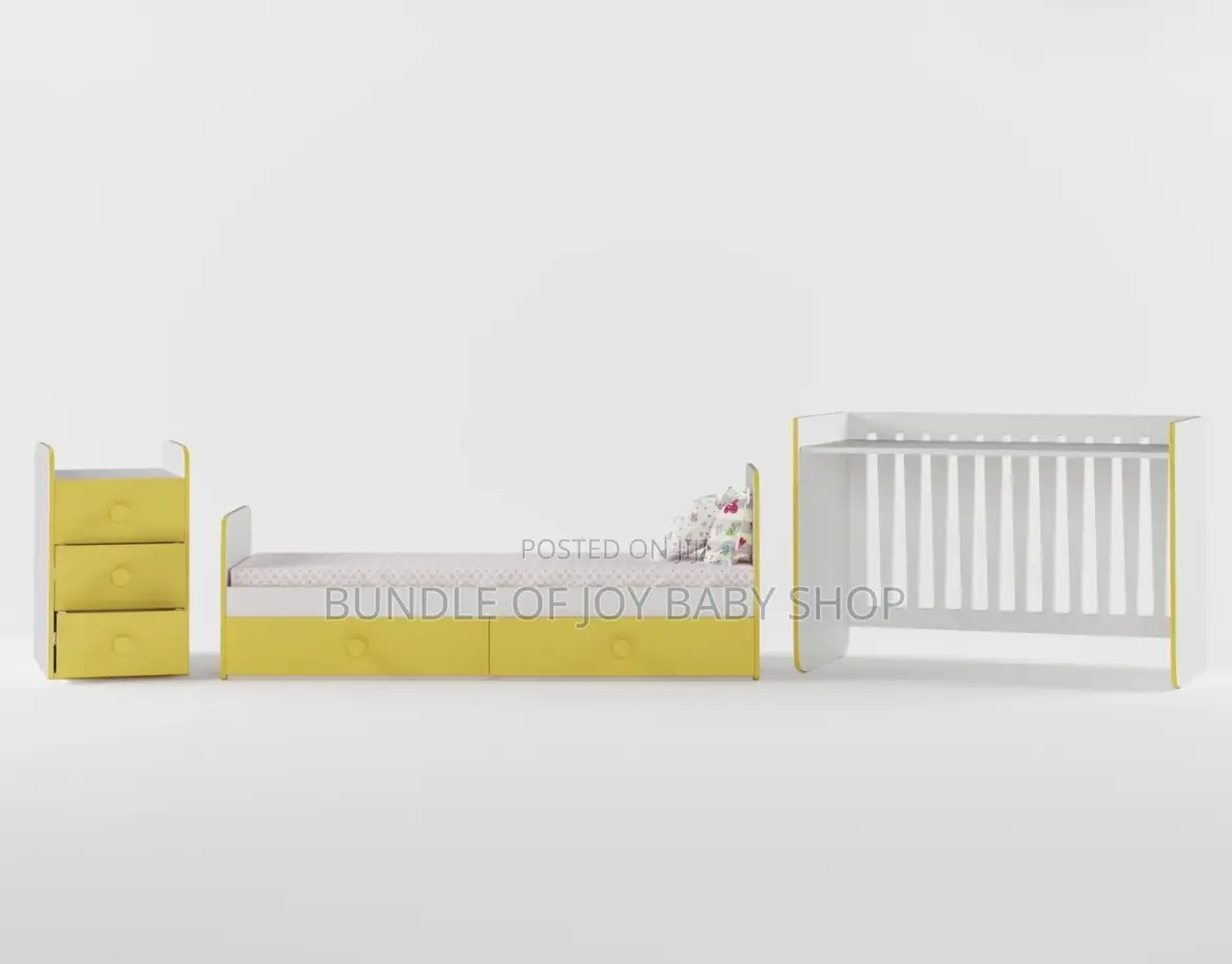 Manual Swinging Wooden Cot With Drawers 0-5 Years