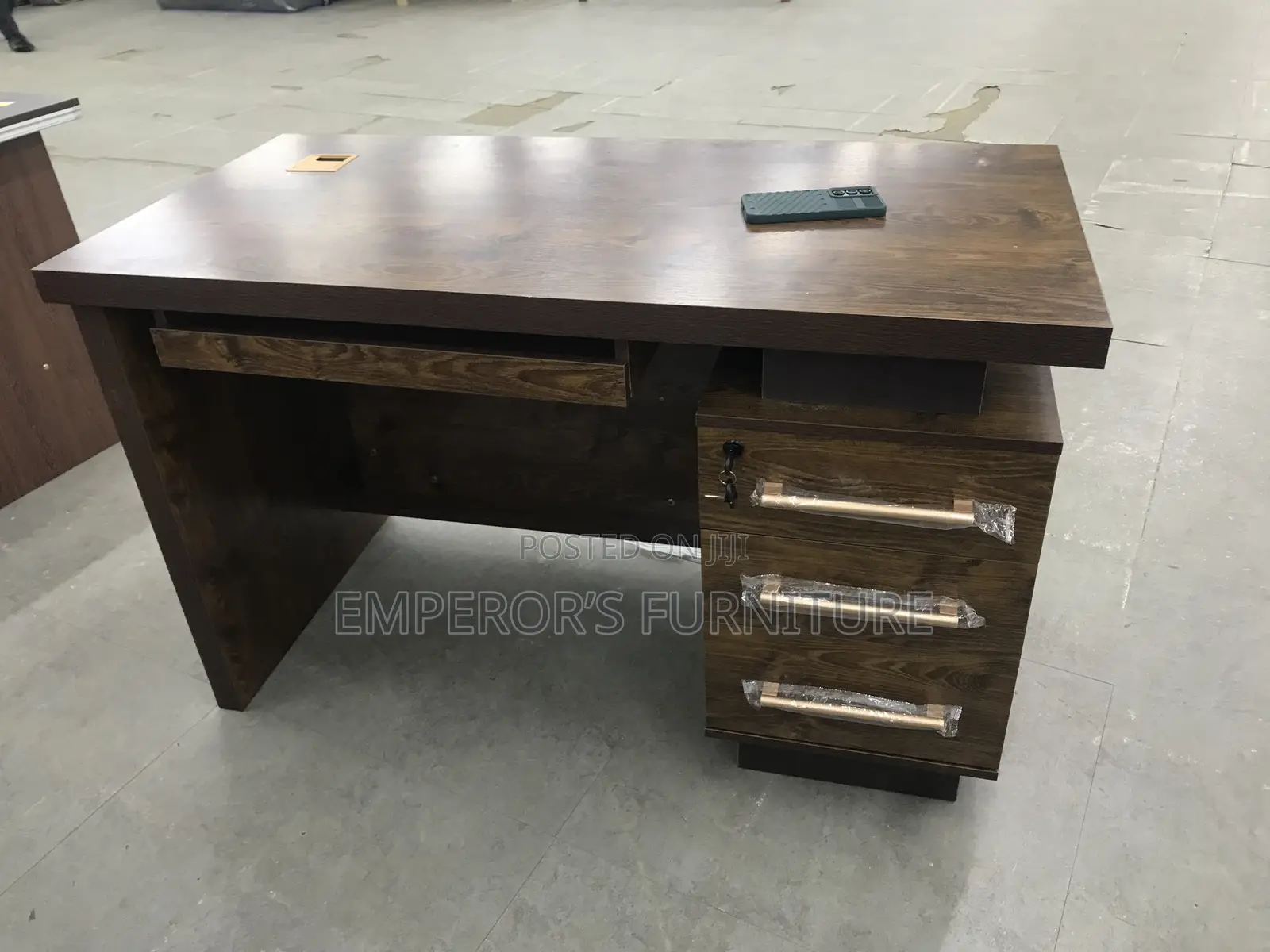 Walnut Executive Office Desk With Lockable Drawers