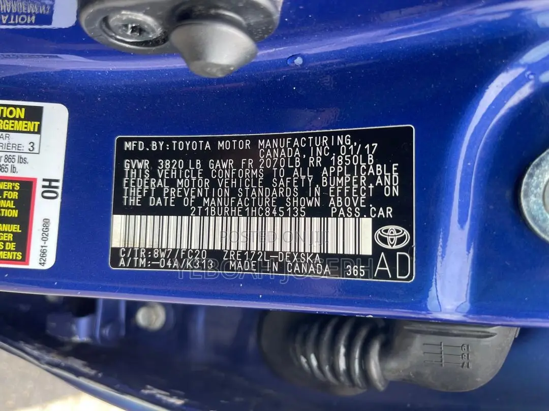 Toyota Corolla SE 4dr Sedan (1.8L 4cyl CVT) 2017 Blue