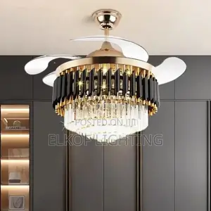 Remote Control Chandelier Gold Fanlight, Bluetooth Music Fan Light