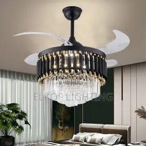 Remote Control Chandelier Gold Fanlight, Bluetooth Music Fan Light