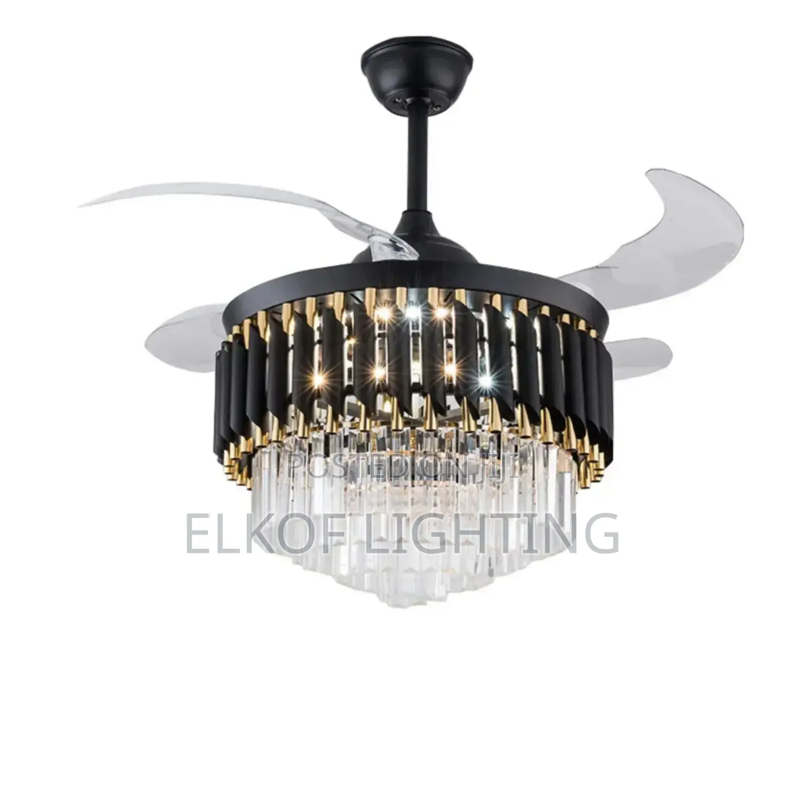 Remote Control Chandelier Gold Fanlight, Bluetooth Music Fan Light