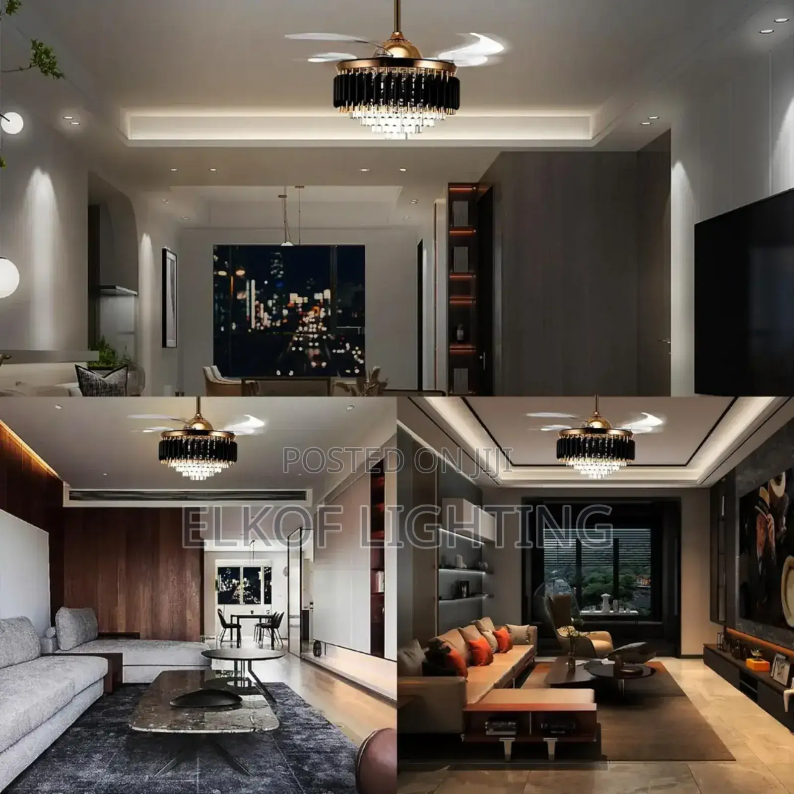 Remote Control Chandelier Gold Fanlight, Bluetooth Music Fan Light