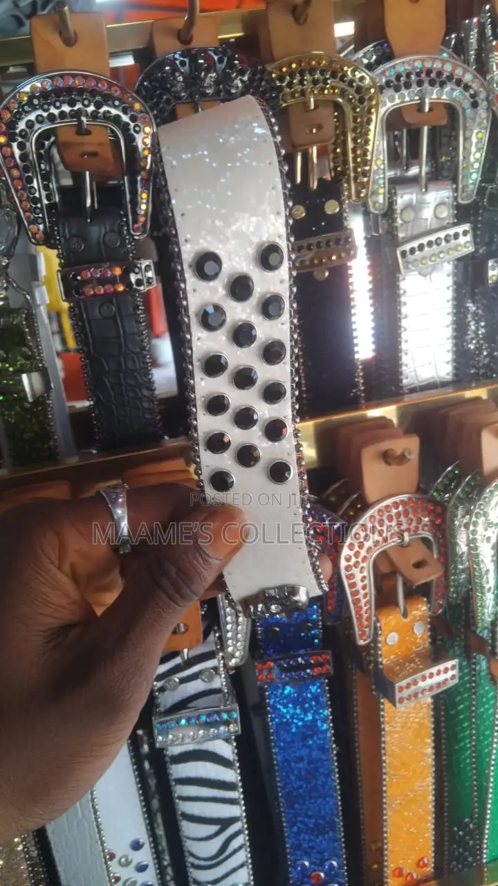 Men Women Punk Rock Belt Pu Leather With Rhinestone