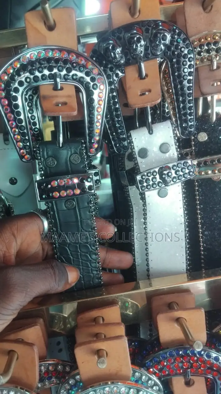 Men Women Punk Rock Belt Pu Leather With Rhinestone