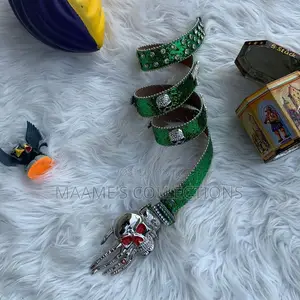 Men Women Punk Rock Belt Pu Leather With Rhinestone