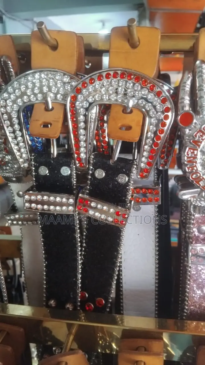 Men Women Punk Rock Belt Pu Leather With Rhinestone