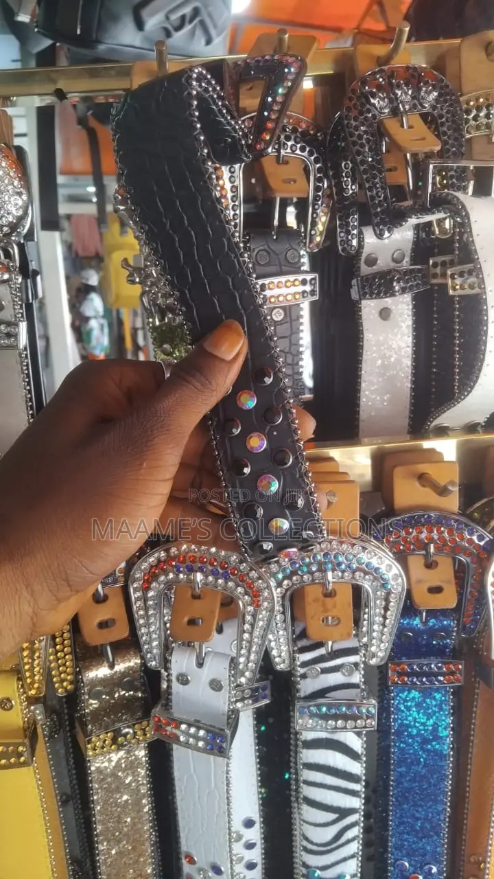 Men Women Punk Rock Belt Pu Leather With Rhinestone