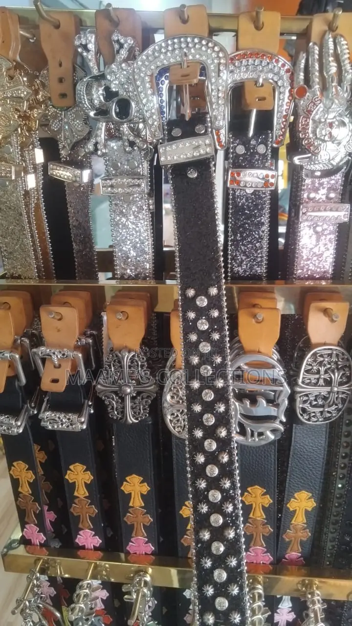 Men Women Punk Rock Belt Pu Leather With Rhinestone