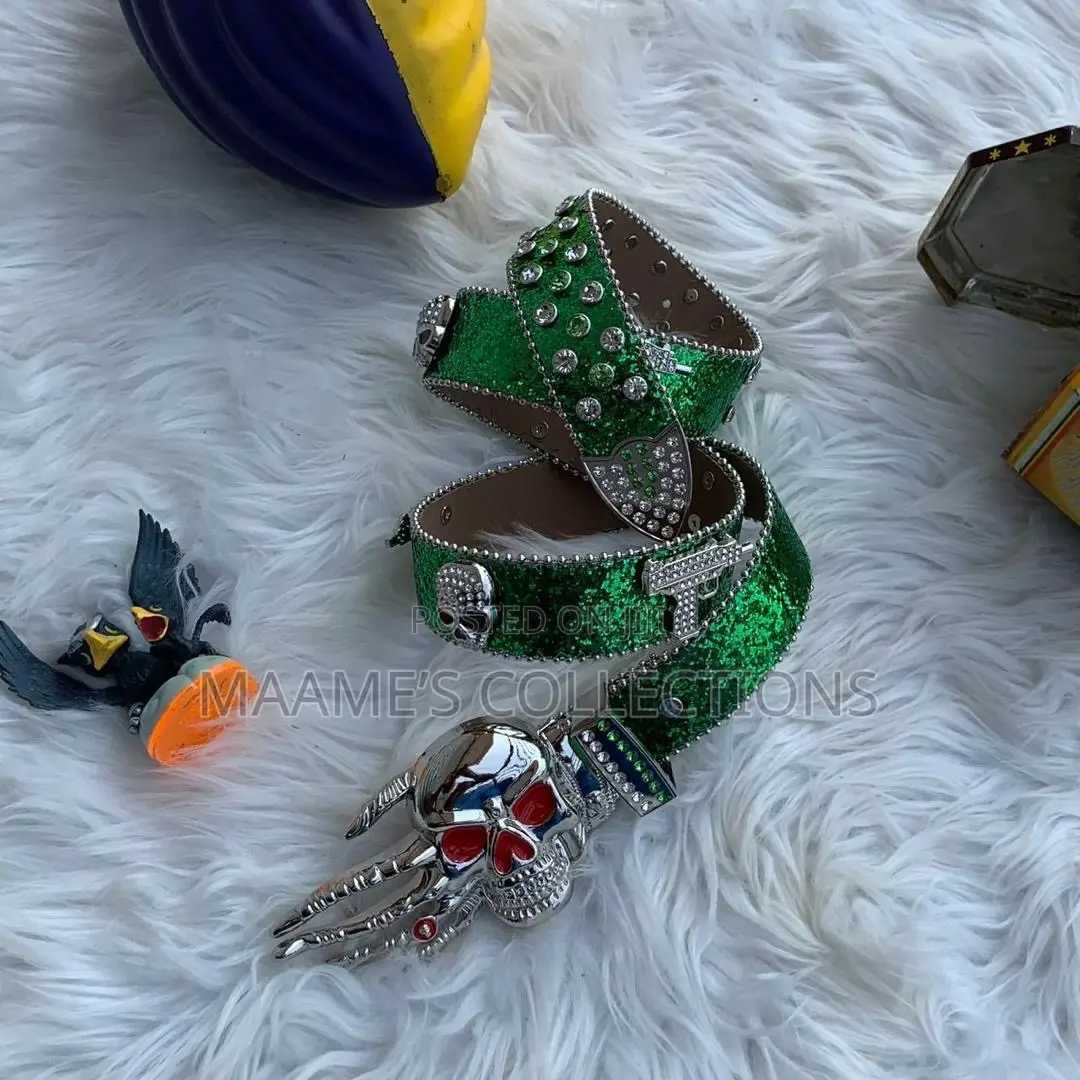 Men Women Punk Rock Belt Pu Leather With Rhinestone