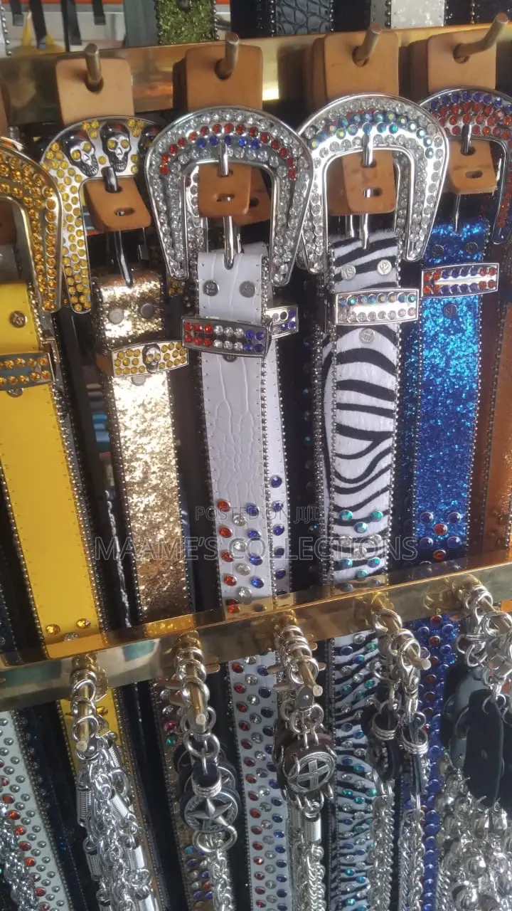 Men Women Punk Rock Belt Pu Leather With Rhinestone