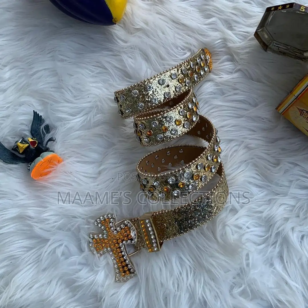 Men Women Punk Rock Belt Pu Leather With Rhinestone