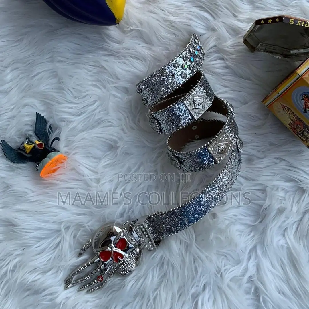 Men Women Punk Rock Belt Pu Leather With Rhinestone