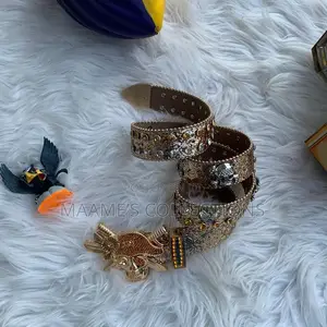 Men Women Punk Rock Belt Pu Leather With Rhinestone