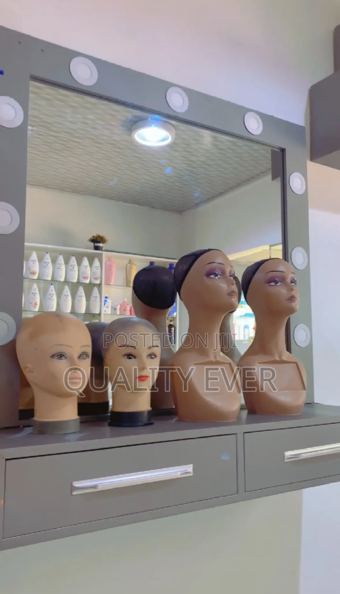 A Salon Or Home Dressing Mirror With Light Shelves For Sale