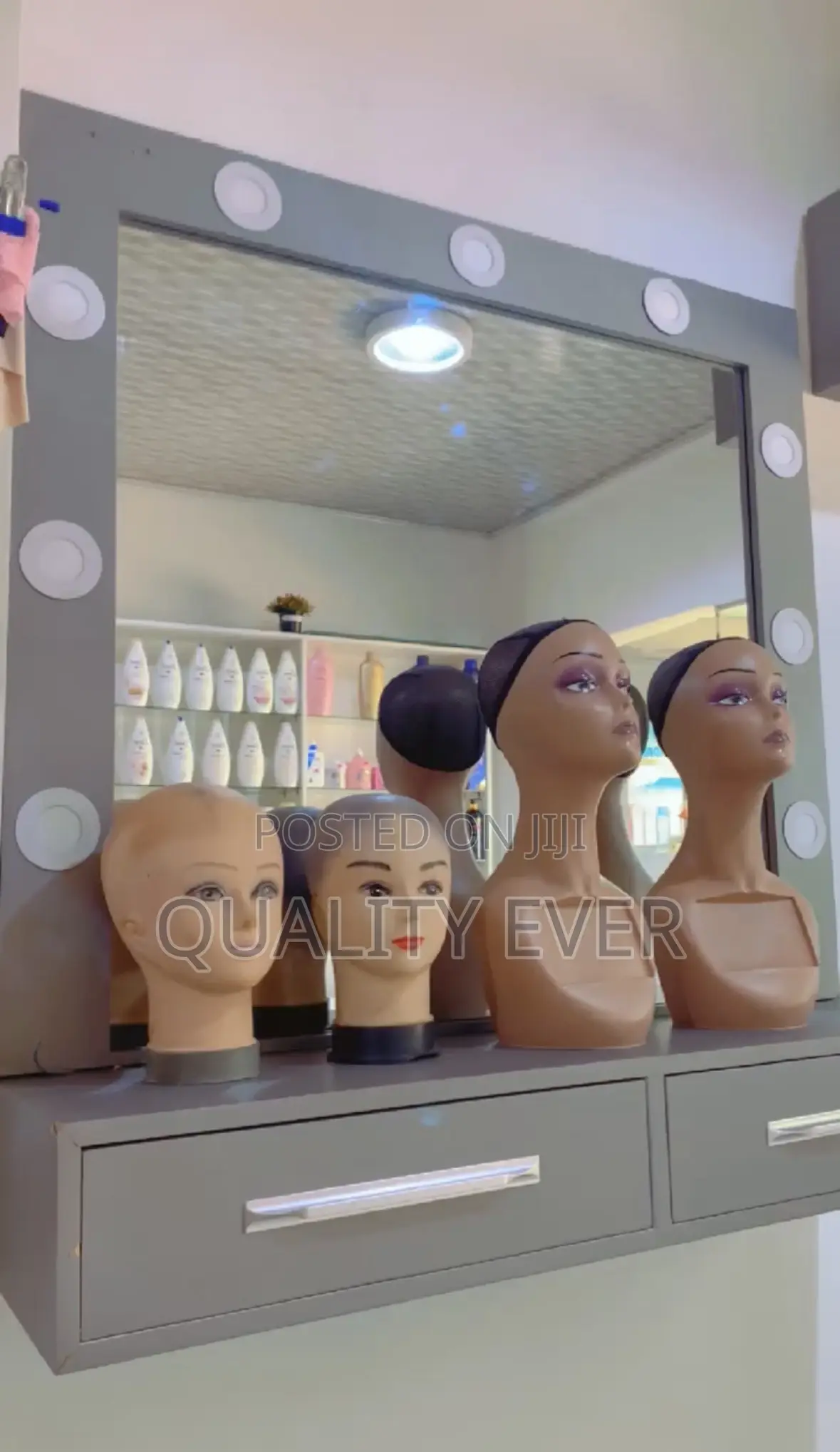 A Salon Or Home Dressing Mirror With Light Shelves For Sale