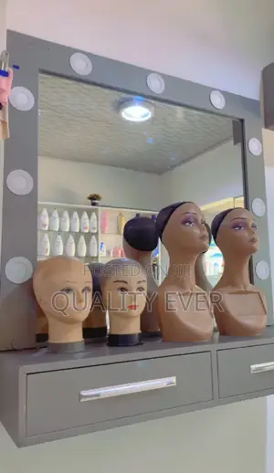 A Salon Or Home Dressing Mirror With Light Shelves For Sale