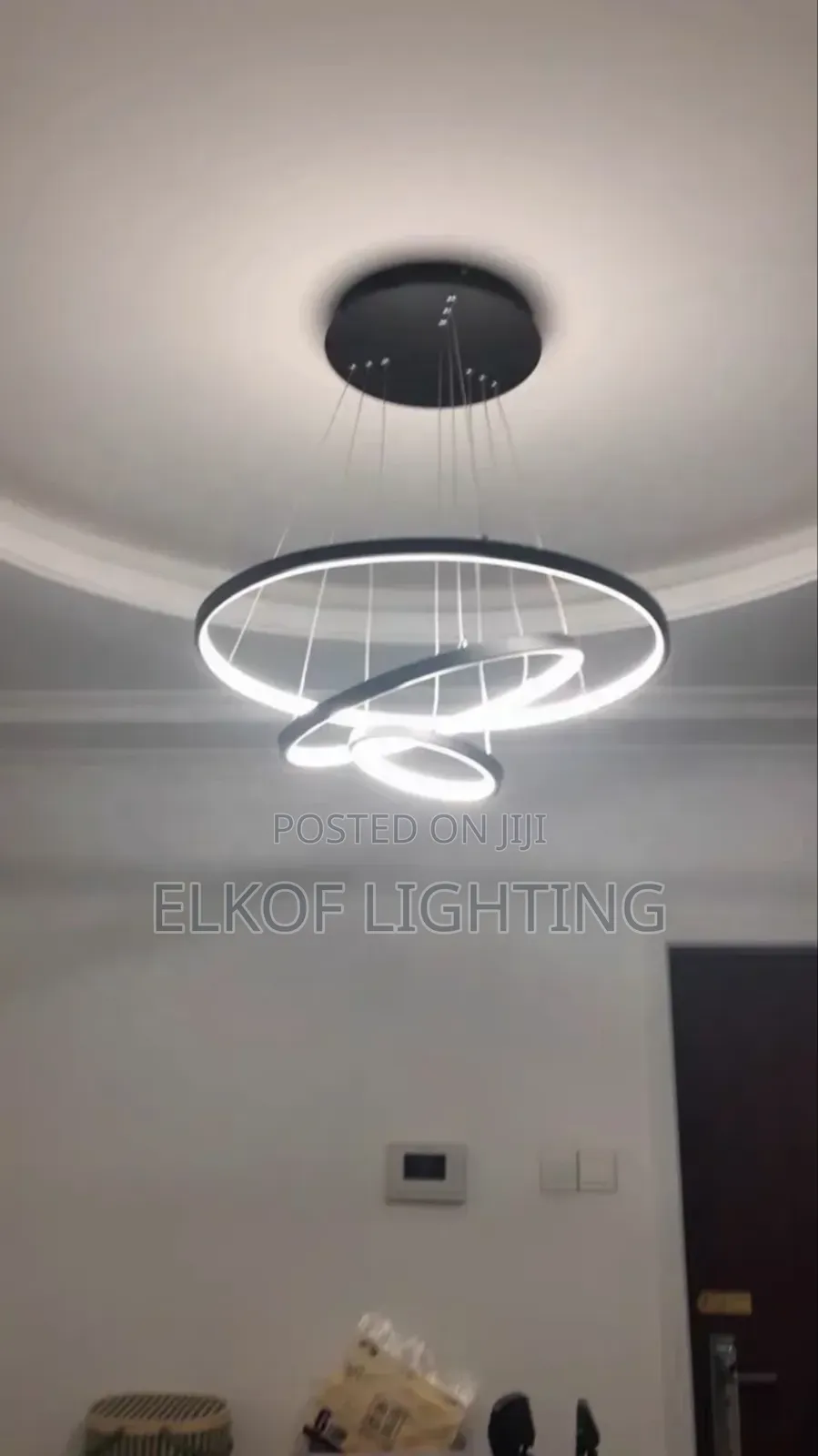 Circle Hanging 20+40+60cm Pendant 3 Ring Black Luxury Chandelier