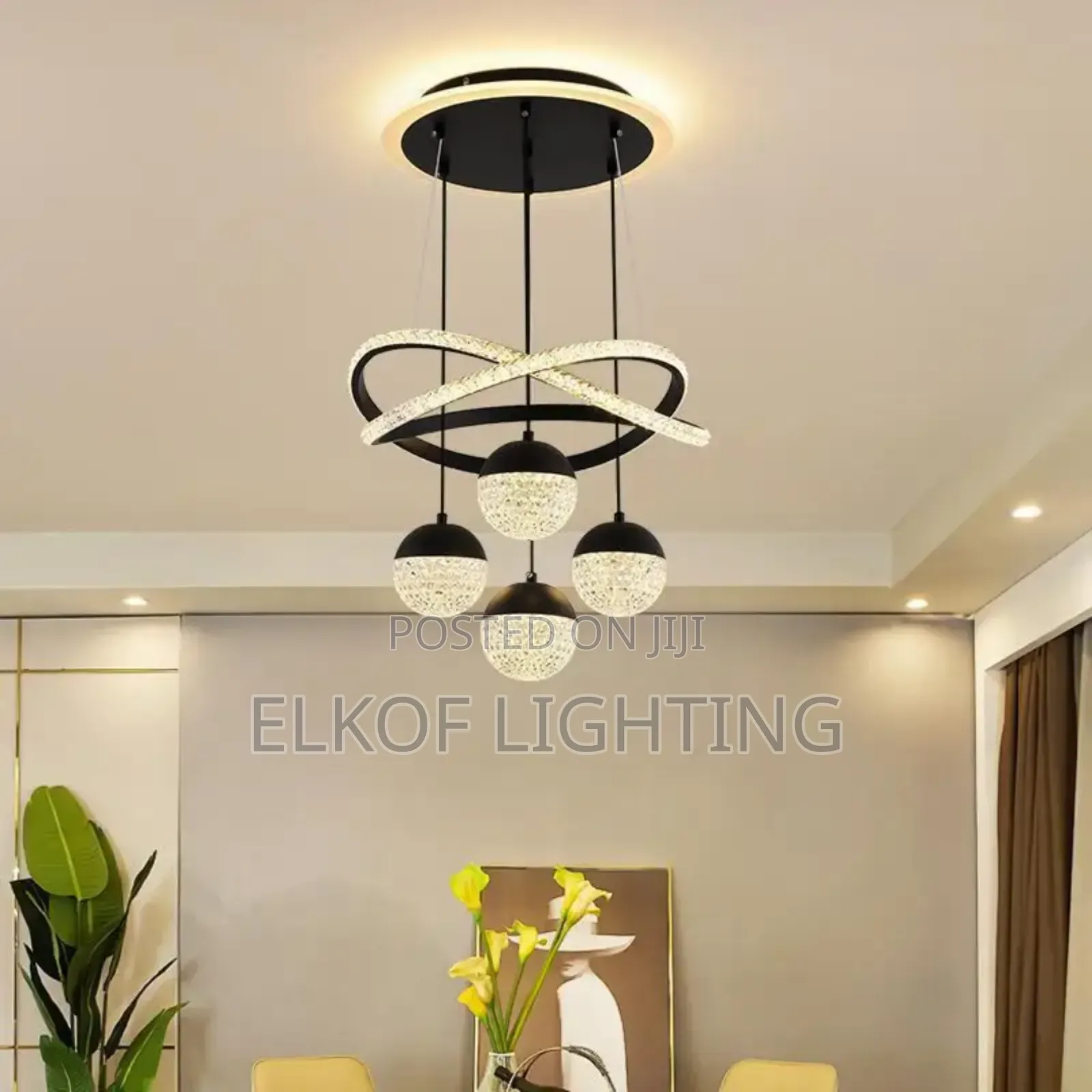 2 Ring Black Pendant Light 55w Nordic Minimalist Art Shade Chandelier