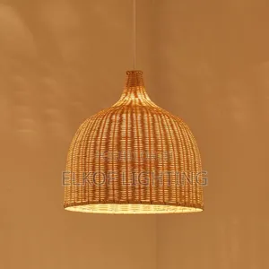 Bamboo Dome Pendant Light Industrial Style Restaurant Bar Chandelier