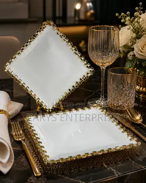 Luxury Square Ceramic Plates 2pcs