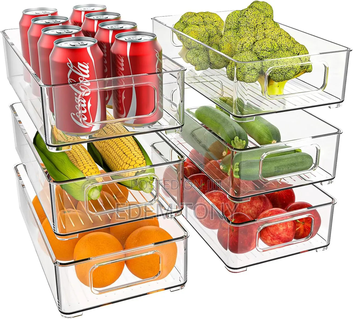 Kitchen Is Life 5-Piece Clear Plastic Refrigerator Organizer Set
