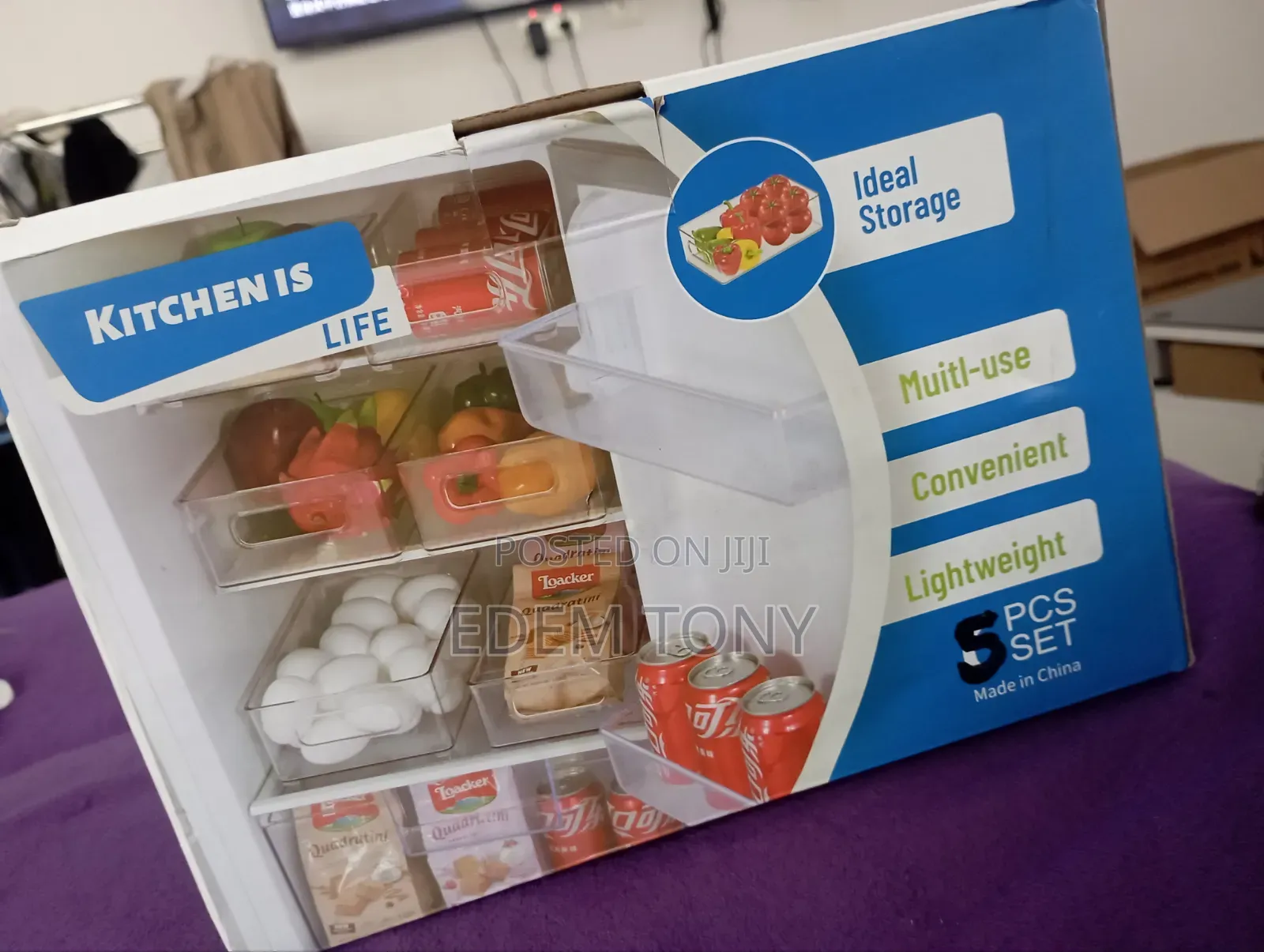 Kitchen Is Life 5-Piece Clear Plastic Refrigerator Organizer Set