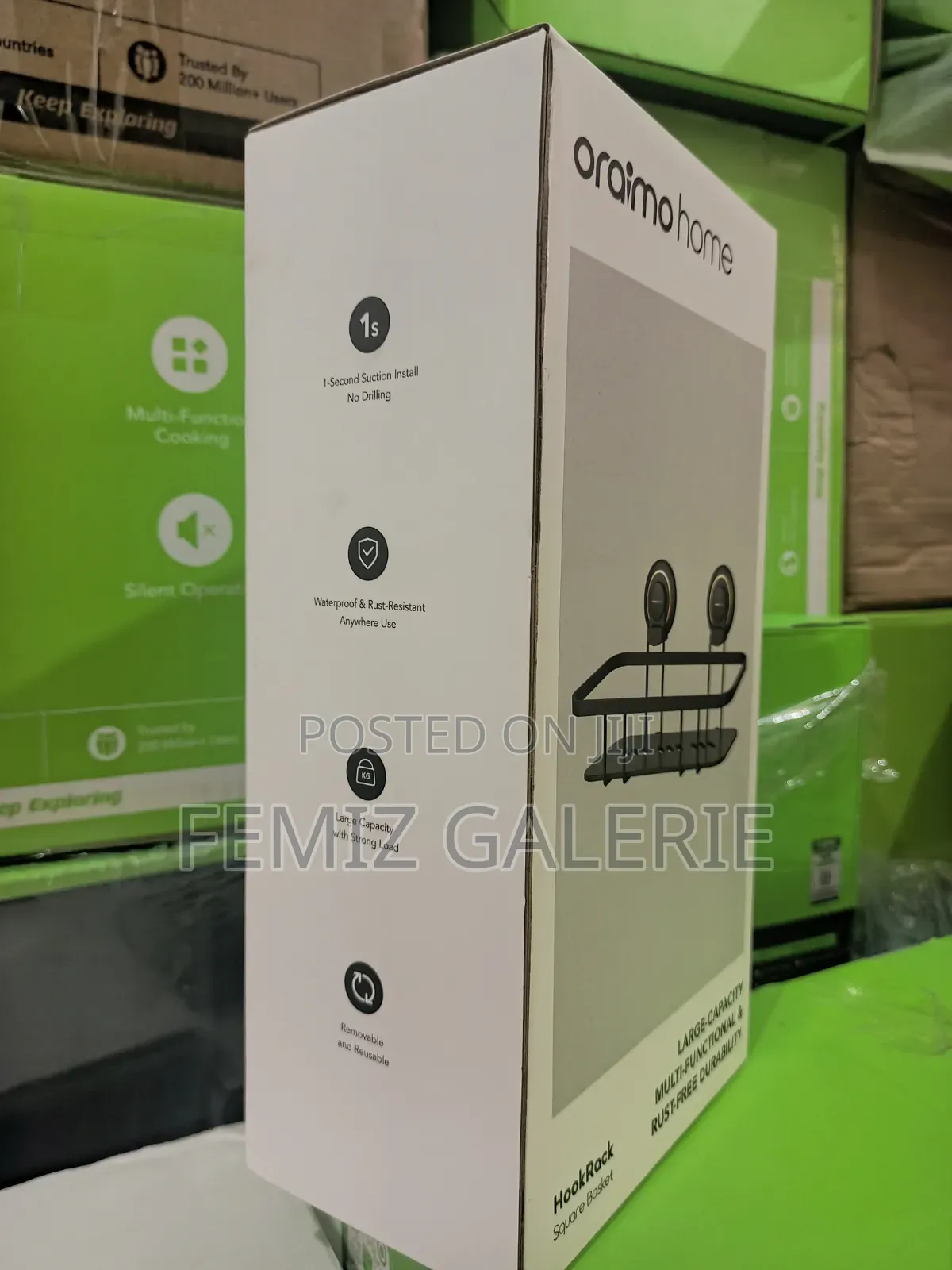 Oraimo Hookrack Square Basket Suction Storage Rack