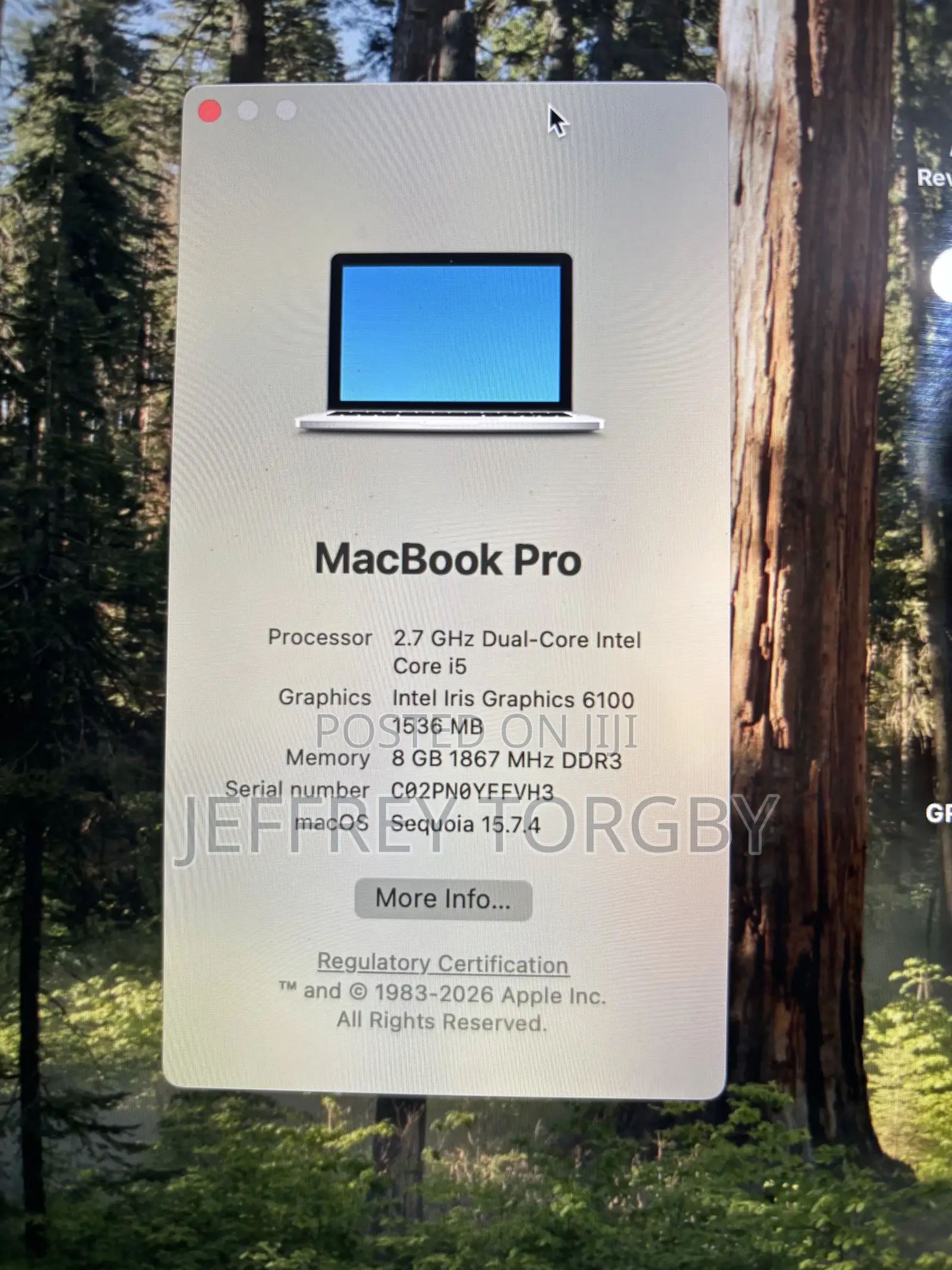 Laptop Apple MacBook Pro 2015 8GB Intel Core i5 SSD 128GB