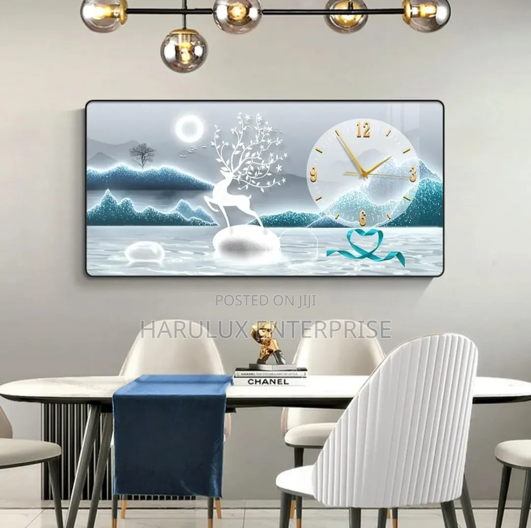 Luxury 3d Crystal Porcelain Wall Clock Art (60x30cm)